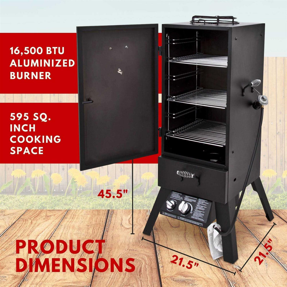 Char-Broil Vertical Liquid Propane Gas Smoker, 595 Square Inches, 16,500 BTU