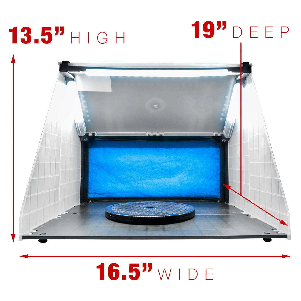 Master Airbrush Portable Hobby Airbrush Paint Spray Booth Kit With Exhaust Filter And LED Light Set - 25 Watts