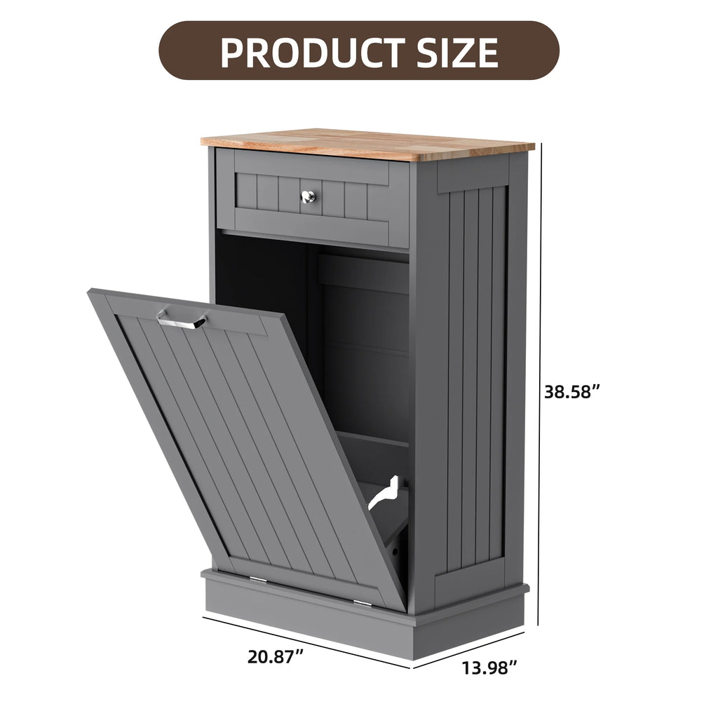 HARIPUL Single Tilt-Out Trash Cabinet For 13 Gallon Waste Bin, White