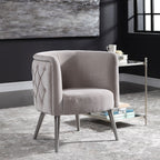 Bailey Street Home Accent Chair, 31 inch, Champagne Velvet, Antique Nickel/Brushed Nickel Finish - 208-Bel-3086994