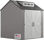 Rubbermaid Resin Outdoor Storage Shed With Floor, 7 x 7 Ft, Gray