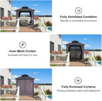 PURPLE LEAF Outdoor Hardtop Gazebo, 8' X 8', Galvanized Steel Double Roof, Aluminum Frame, Grey