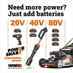 WORX Nitro 40V 12in Cordless Snow Shovel With 2 x 4.0 Ah Batteries And Charger - WG460