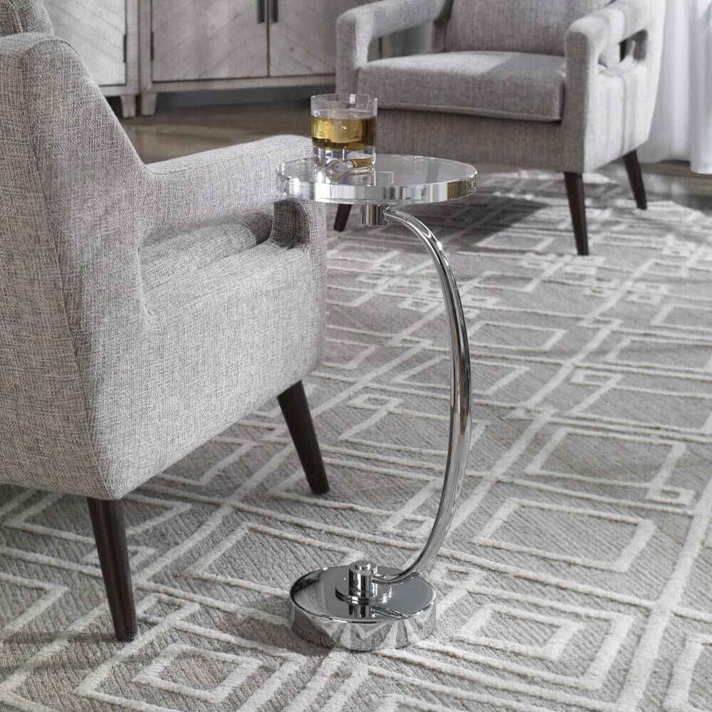 Bailey Street Home Drink Table 26.5 inch Polished Nickel Plated/Crystal Finish - 208-Bel-4541995