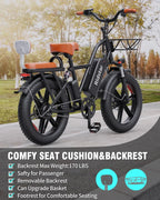 Bopzin Adult Electric Bicycle 1000W, 48V 15Ah Battery, 20 in x 4.0 in - FM001