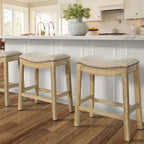 Ridge Home Goods 26 Inch Saddle Wood Counter Height Stool - Weathered Natural