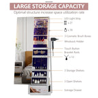 LVSOMT 360 Swivel Jewelry Cabinet With Lights, 53.5 x 14.5 in Full-Length Mirror, White