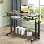 Height-Adjustable Portable Laptop Desk With Keyboard Tray, 43.3in H x 31.5in L x 17in D