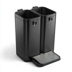 Hikmfg Dual-Section Recycling Bin, 60-Liter, Satin Black Stainless Steel