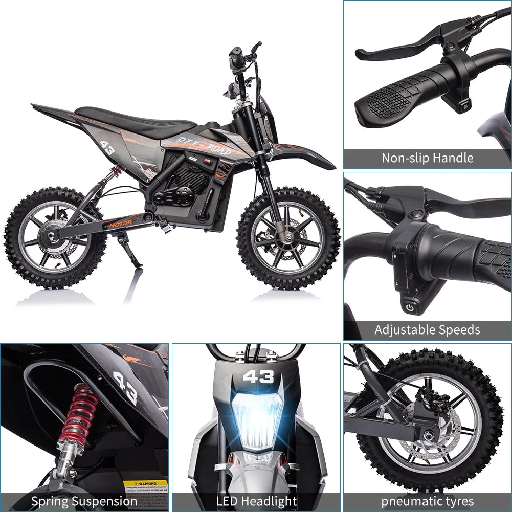 Kids Electric Dirt Bike 36V 350W, 15.5 MPH, Age 8-16, 175 lbs Max Load