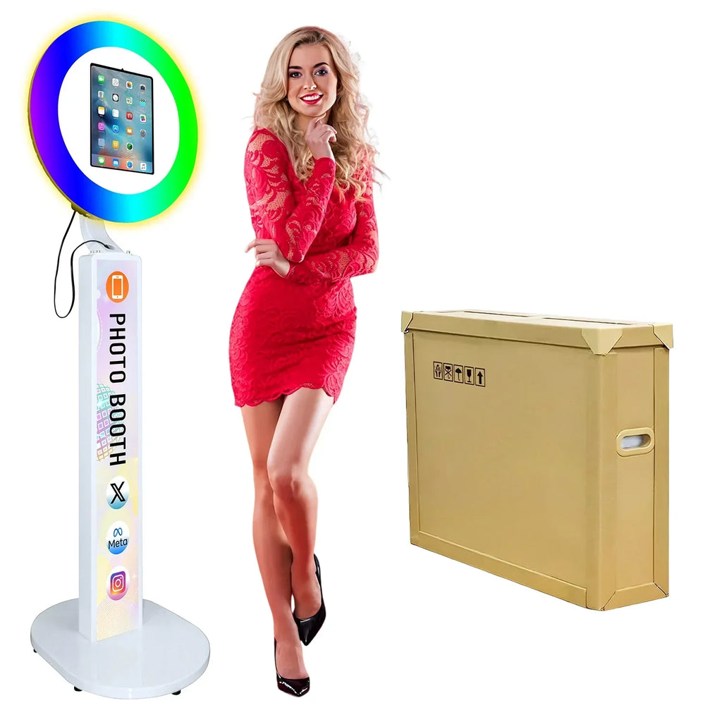 iPad Photo Booth with RGB Ring Light for 10.2in, 10.9in, 11in and 12.9in iPads