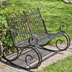 Metal Outdoor Rocking Bench, Bronze, 45 in L x 36 in W x 36 in H