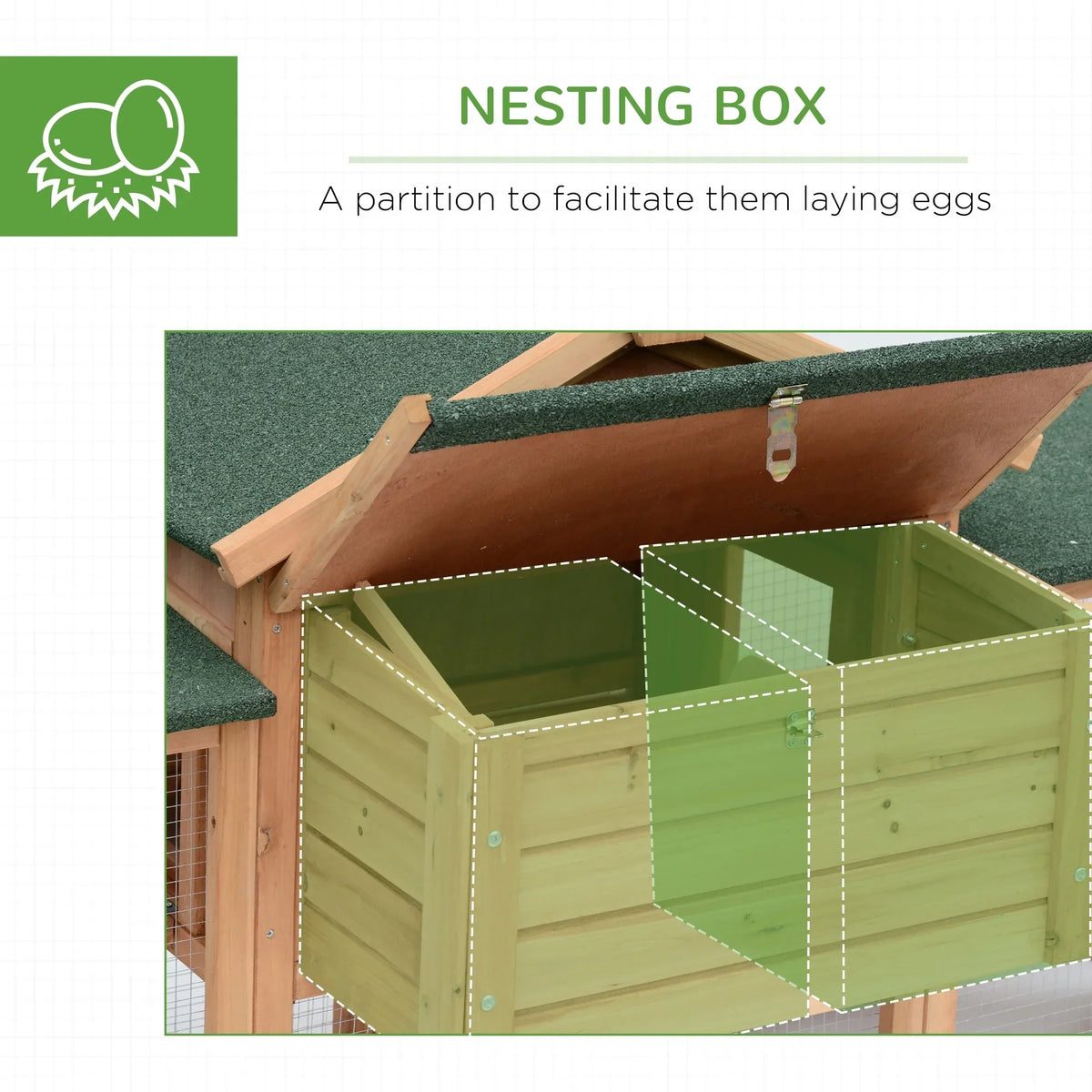 PawHut Wooden Outdoor Chicken Coop With Nesting Box, Double Runs, Removable Tray And Ramps - 80 inch