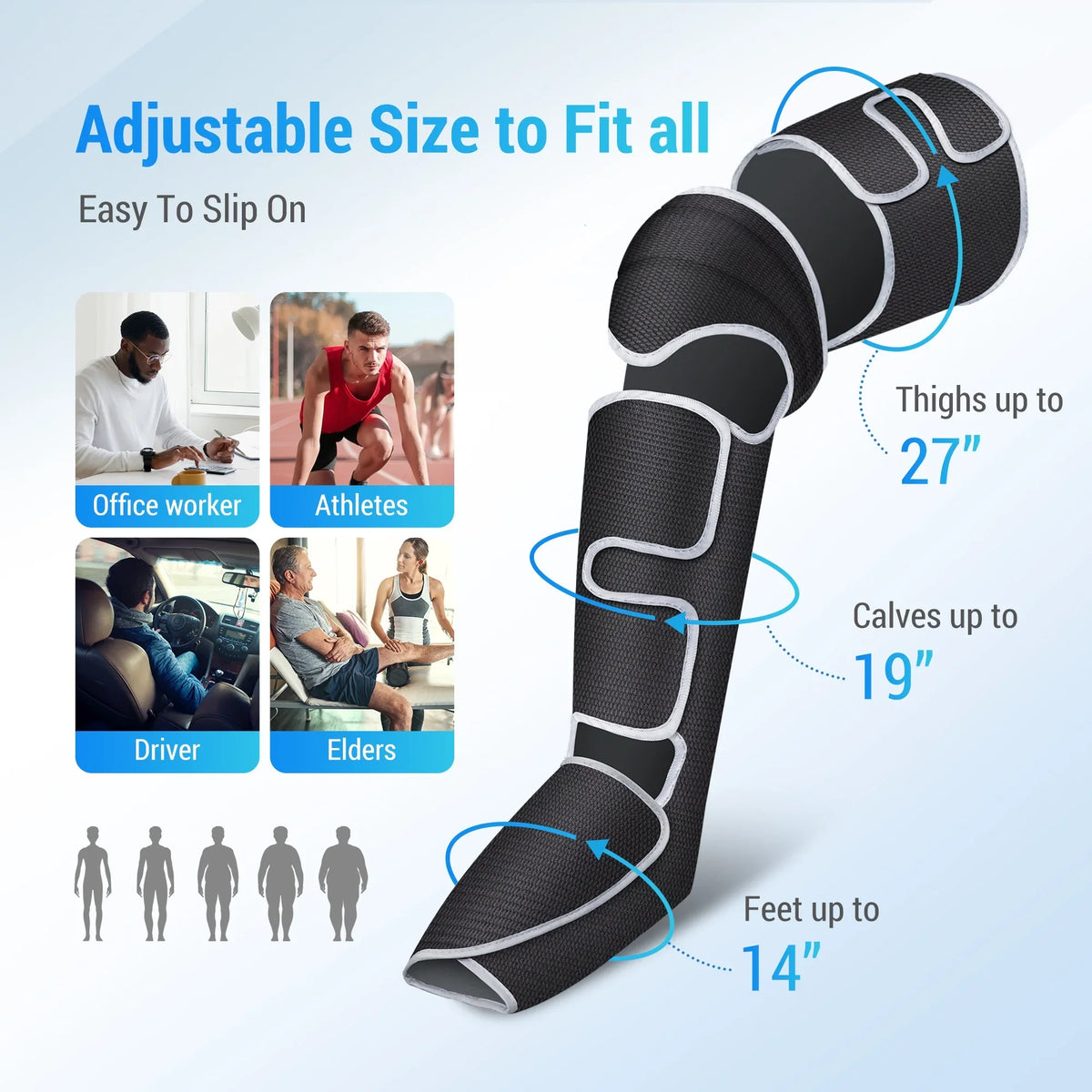 Comfier Air Compression Leg Massager With Heat, 19 Inches Calf / 27 Inches Thigh