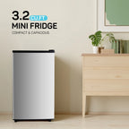 TINKLE WELL Mini Fridge With Freezer, 3.2 Cu Ft, Single Door, Silver