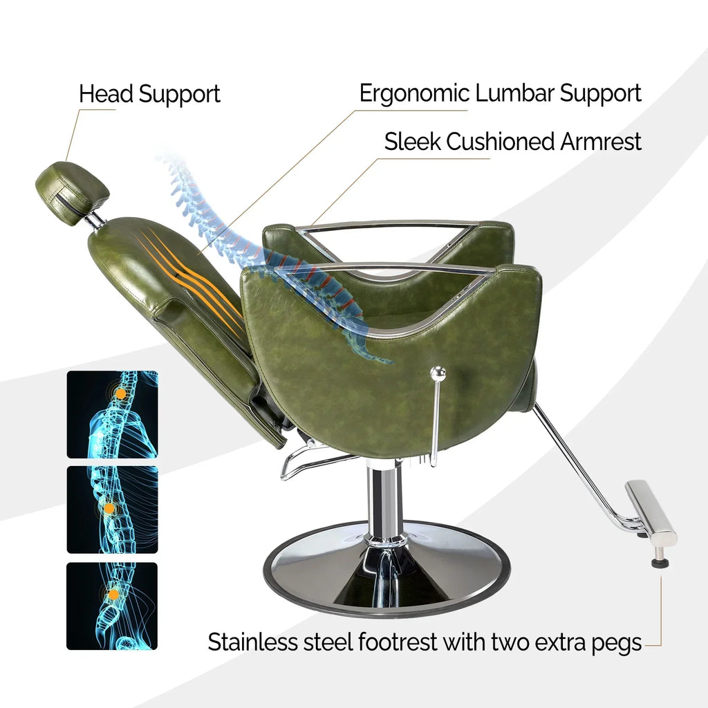OmySalon Reclining Salon Chair With Footrest And 330 lbs Capacity