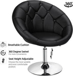 HOMEZY Tufted Swivel Vanity Chair, Black - Height Adjustable, 360-Degree