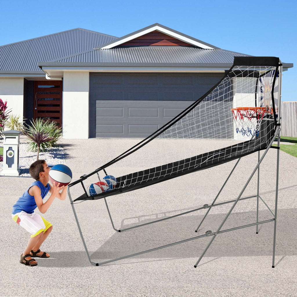 Costway Dual Shot Basketball Arcade Game, Blue, 8 Game Modes, 81in x 43in x 81in