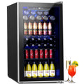 Auseo 126-Can Beverage Cooler, 3.2 Cu Ft, Glass Door, Black