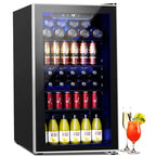 Auseo 126-Can Beverage Cooler, 3.2 Cu Ft, Glass Door, Black