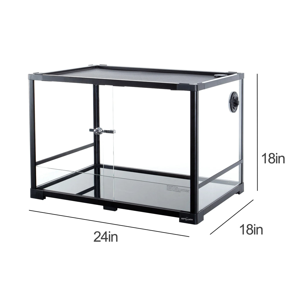 REPTIZOO Reptile Knock-Down Full View Natural Terrarium, Black, 24 x 18 x 18 inches