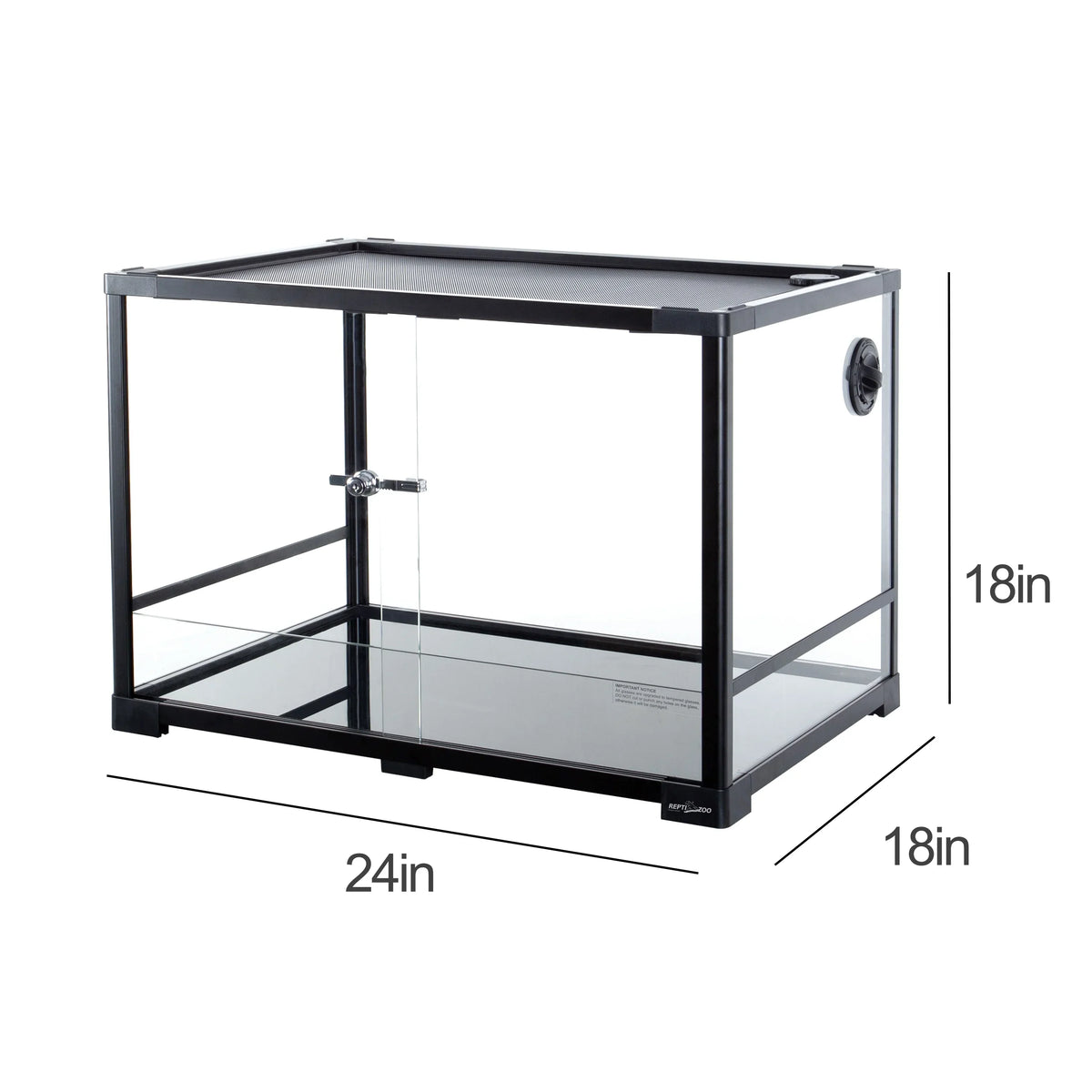 REPTIZOO Reptile Knock-Down Full View Natural Terrarium, Black, 24 x 18 x 18 inches