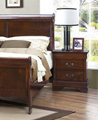 Louis Philippe Style Bedroom Set With Queen Size Bed And 2 Nightstands - Brown Cherry Finish