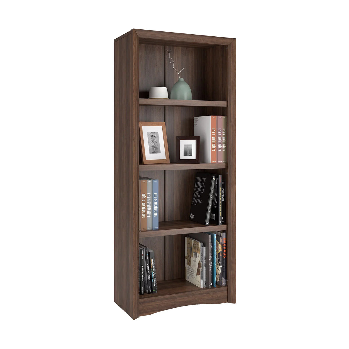 CorLiving Quadra Brown Engineered Wood Tall Adjustable 4-Shelf Vertical Bookcase