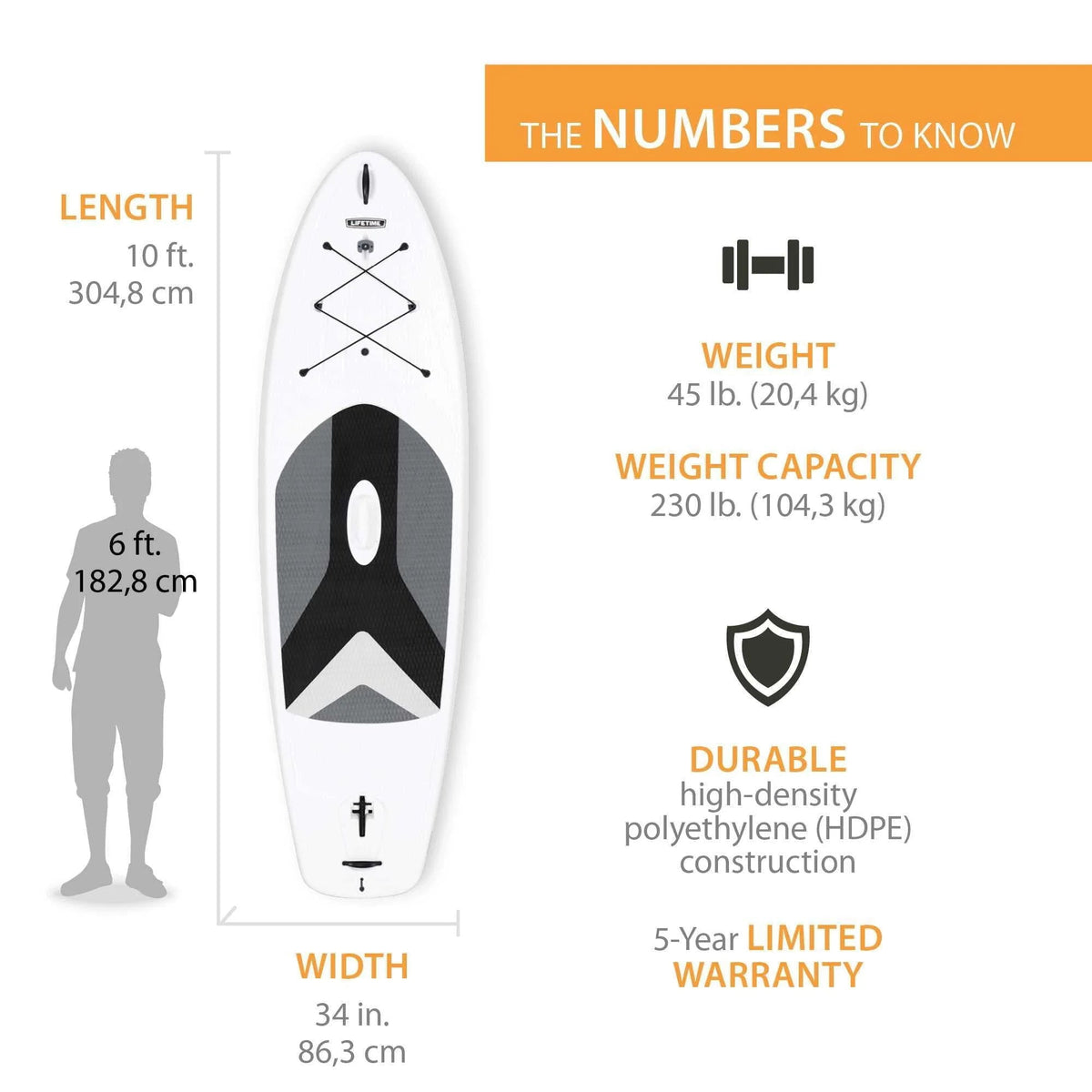Lifetime Horizon Stand Up Paddle Board 10' White Set Of 2 - 90749