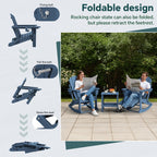 KINGYES Folding Adirondack Rocker Chair Set Of 2 With Footrest And Dual Cup Holders - Black