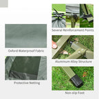 Outsunny Folding Camping Cot Tent Set With Sleeping Bag And Air Mattress, Green, 76in L x 32in W x 41in H - B2-0006