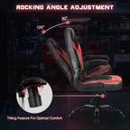 Ergonomic Computer Gaming Chair With PU Leather, Lumbar Support, And Flip-Up Armrests