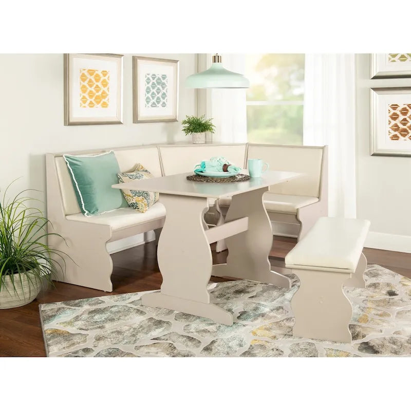 Hannah Breakfast Nook 3-Piece Dining Set With Corner Bench