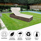 GoDecor Outdoor Rattan Chaise Lounge Chair, Gray