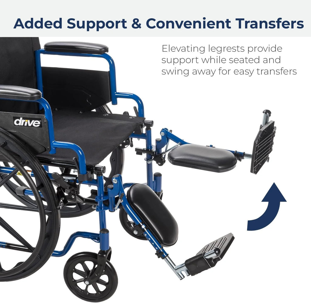 Blue Racing-Style Wheelchair With Swing-Away Footrests, 18 Inches - 530-1-G