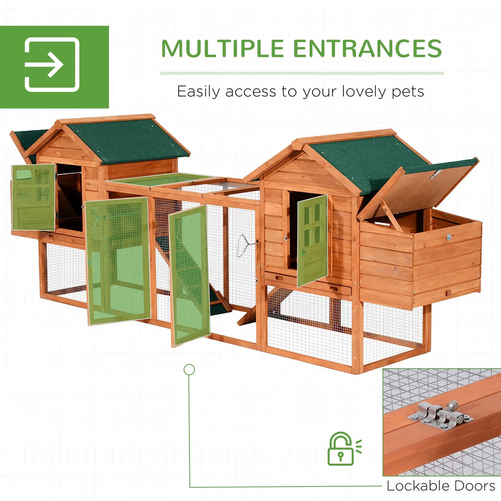 Pawhut Wooden Chicken Coop With Double Nesting Boxes And Outdoor Run