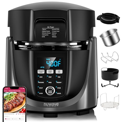 Nuwave Duet Air Fryer And Electric Pressure Cooker Combo, 6 QT Stainless Steel Pot