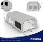 WARSUN Inflatable Paint Booth With Air Filter System, 28X15X10Ft, 950W+750W Blowers