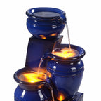 Teamson Home 28.74 in Solar 4-Tier Cascading Bowl Water Fountain With LED Lights - Navy
