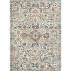 Bohemian Medallion Low-Pile Machine-Washable Area Rug, Cream And Terra