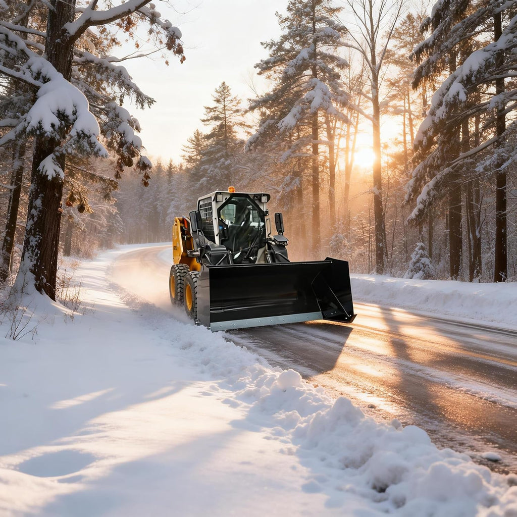 Skid Steer Single Box Snow Pusher Attachment, 48-Inch Inner Width - Universal Quick Attach