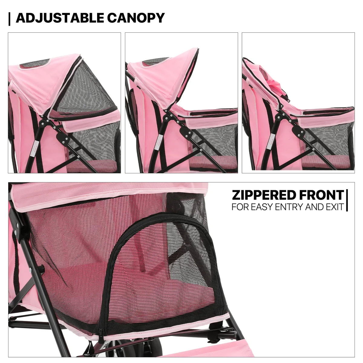 MoNiBloom Foldable Pet Stroller for Small Medium Dogs, 22 lbs, Pink