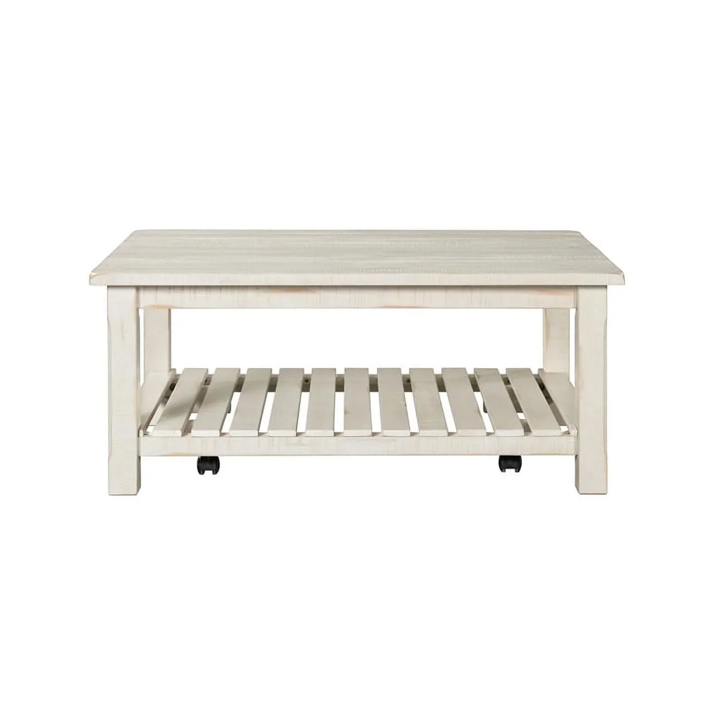 Bowery Hill Solid Wood Barn Door Coffee Table - Antique White