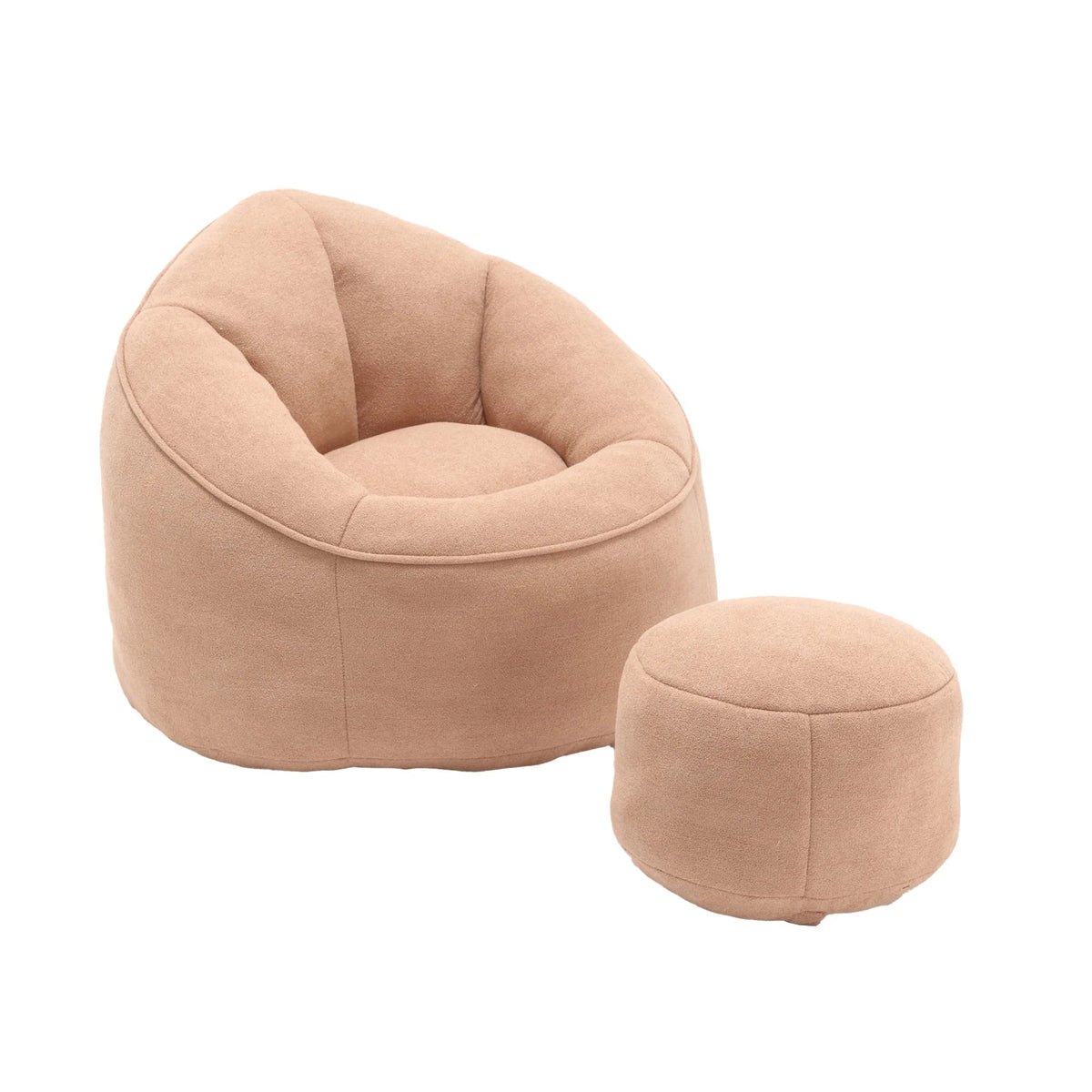 MOONMISS Microfiber Upholstered Round Bean Bag Sofa Chair With Ottoman - Gray