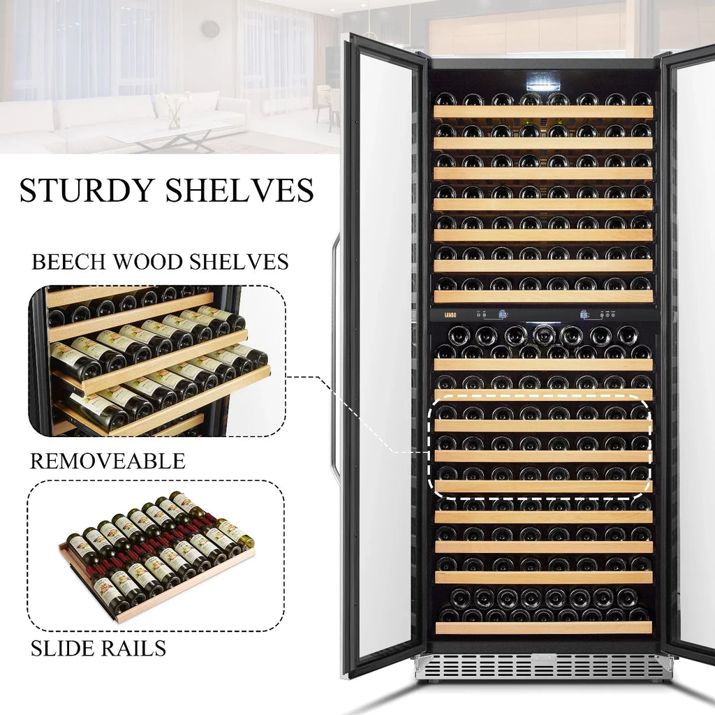 Lanbo 32 Inch 287 Bottle Dual Zone Compressor Freestanding Wine Refrigerator - LW328DD