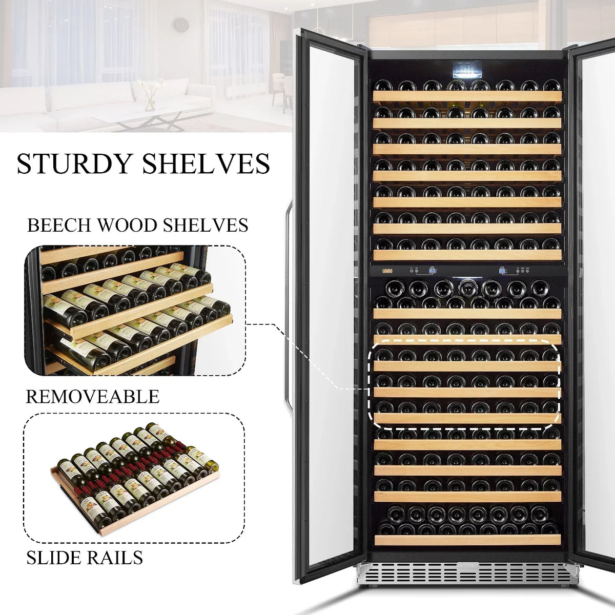 Lanbo 32 Inch 287 Bottle Dual Zone Compressor Freestanding Wine Refrigerator - LW328DD