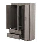 3-Door Mirror Wardrobe With Shelves And 2 Drawers - White Or Gray
