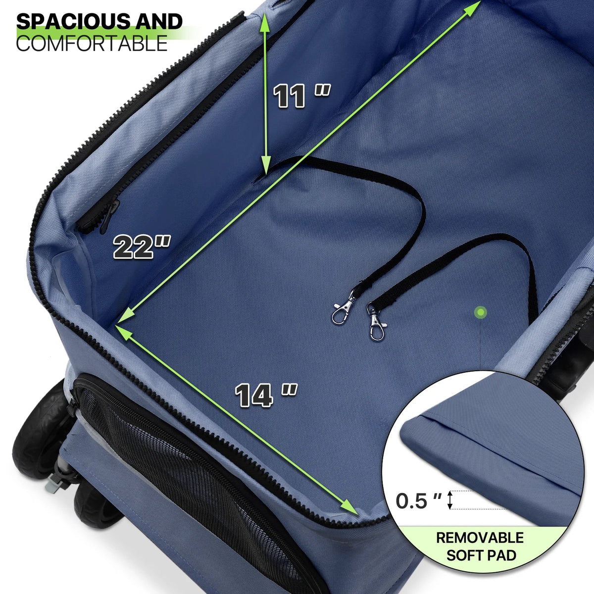 Magshion Foldable Pet Stroller, 4 Wheel, Navy Blue, 33 lbs Capacity