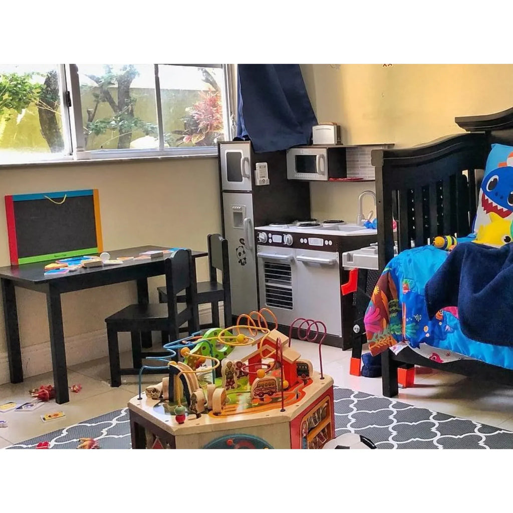 KidKraft Uptown Espresso Wooden Play Kitchen With 30-Piece Play Food Accessories