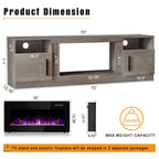 Waleaf TV Stand With 18 in Electric Fireplace And Adjustable Glass Shelves - TVs Up To 65 inch